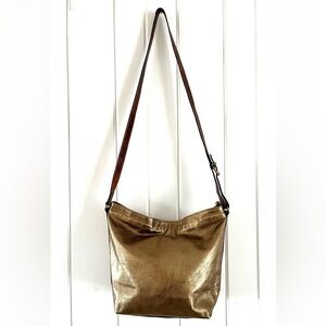 Furla vintage Italian Metallic Bronze Leather Shoulder Bag